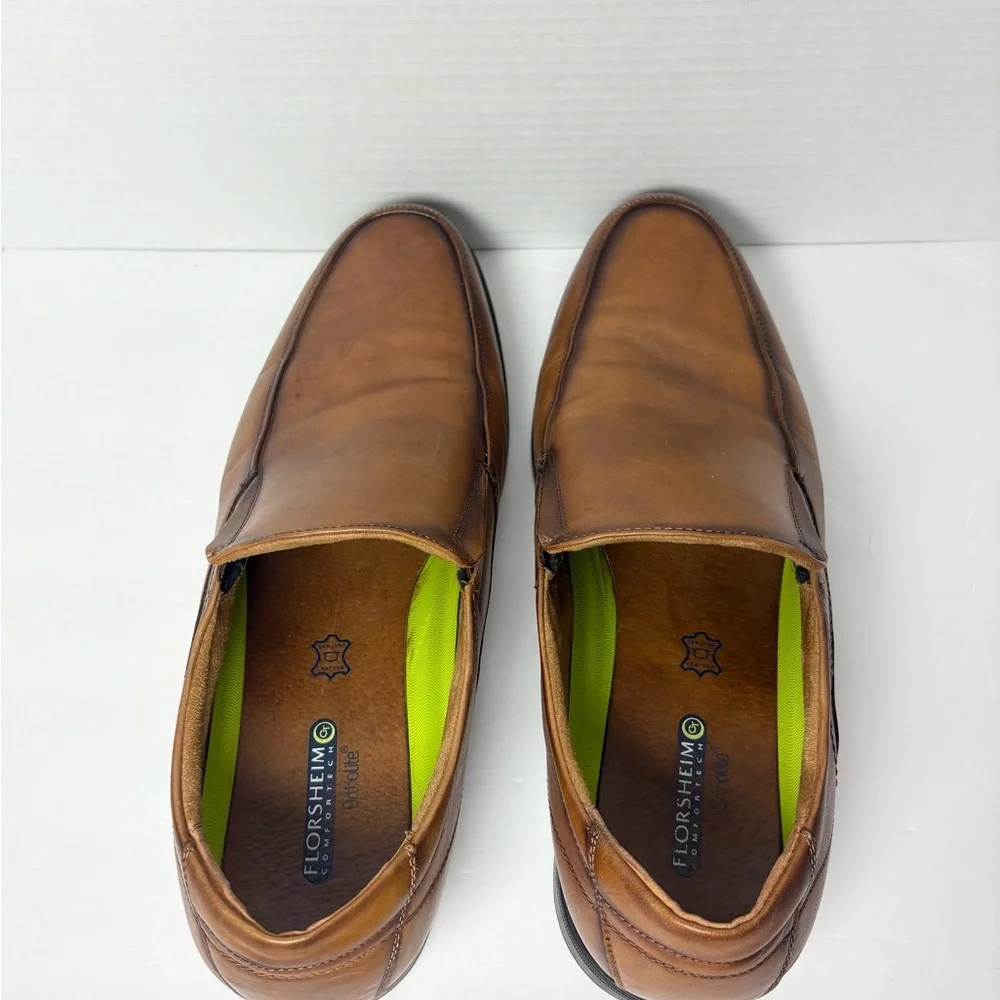 Florsheim Men’s Midtown Moc Toe Slip-On Loafers Cognac Dress Shoe Round Toe 13D‎